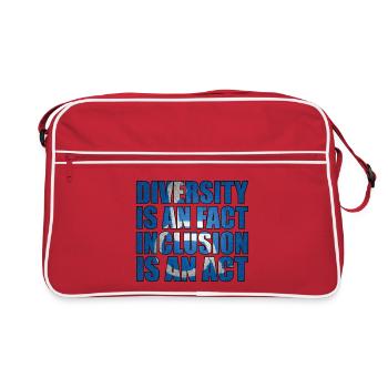 Vielfalt ist Fakt, Inklusion Handeln - Retro Tasche - Rot/Weiß - Vorne