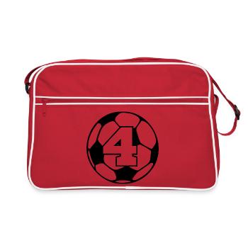 Nummer 4 Fußball - 4. Jubiläum - Retro Tasche - Rot/Weiß - Vorne