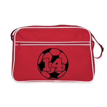 Nummer 14 Fußball - 14-jähriges Jubiläum - Retro Tasche - Rot/Weiß - Vorne