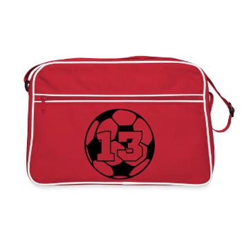 Numéro 13 football - 13e anniversaire  - Sac Retro - rouge/blanc - Devant
