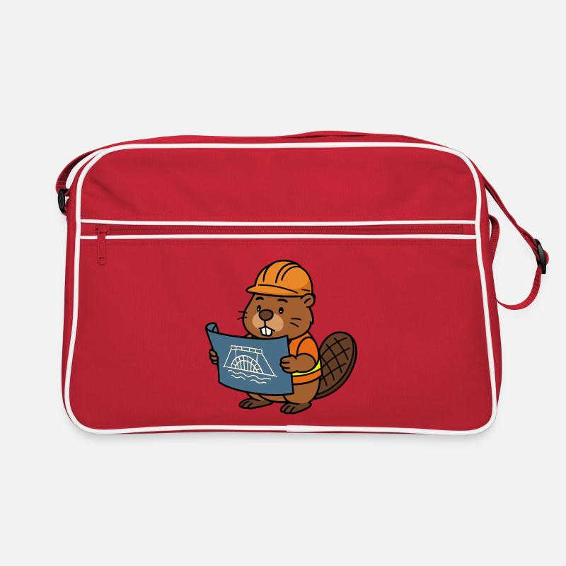 Beaver Construction Worker Bob Master Builder Plan Construction Dam Retro Bag