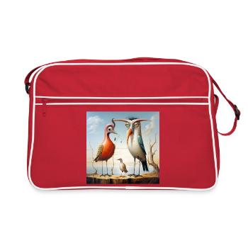 Flugduett am Küstenstrand - Retro Tasche - Rot/Weiß - Vorne