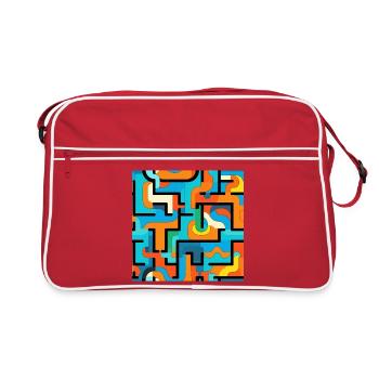 Flux de couleurs, labyrinthes géométriques - Sac Retro - rouge/blanc - Devant