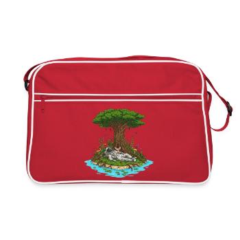 Astronaut Dog Island Dreamscape - Retro Bag - red/white - Front