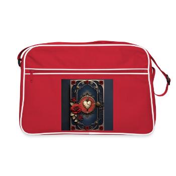 Art Deco Watch with Roses - Retro Bag - red/white - Front