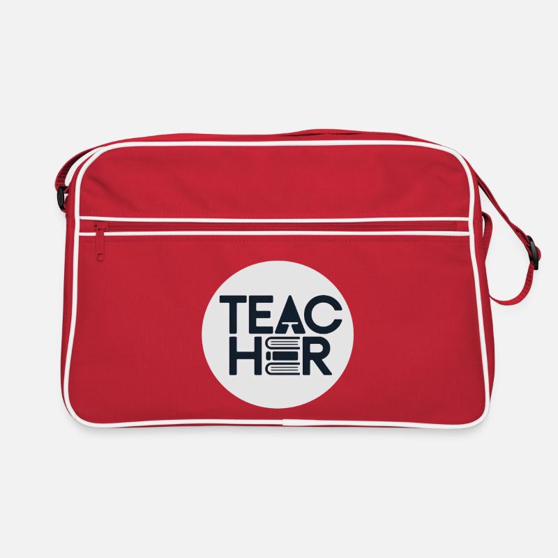 Lehrer Logo mit Büchern Retro Tasche