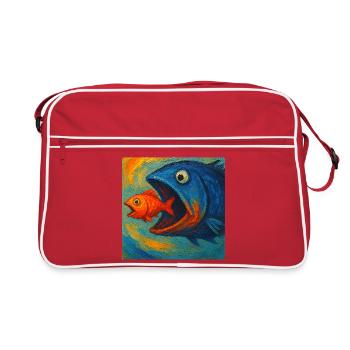 Blue Sea Fish in Search of Red Fish - Retro Bag - red/white - Front
