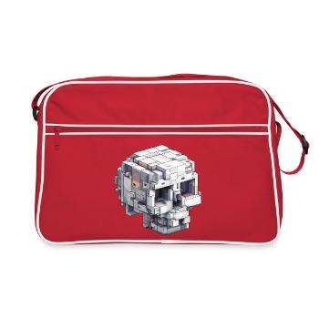 Conception de crâne en bloc - Look d’art numérique - Sac Retro - rouge/blanc - Devant