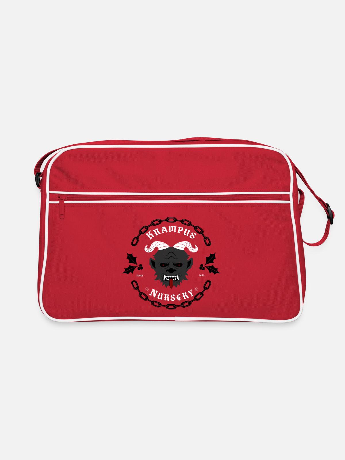 Krampus Nursery  - Retro Tasche - Rot/Weiß - Vorne