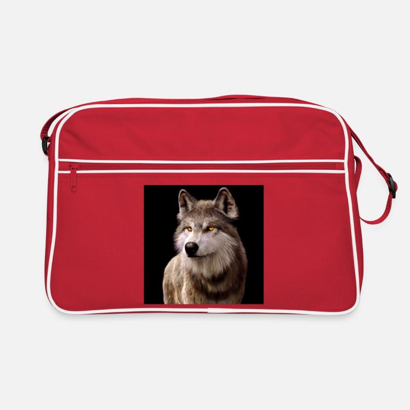 Wolfsblick Bernstein im Dunkel Retro Tasche
