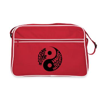 Love Hate Yin Yang Shirt for Thinkers and Artists - Retro Bag - red/white - Front