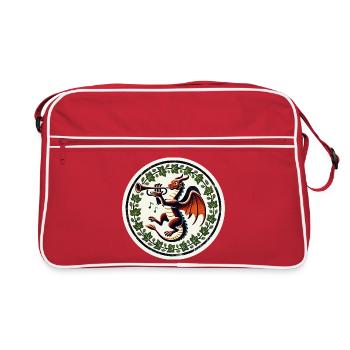 Trumpet Dragon in Ivy Wreath - Retro Bag - red/white - Front