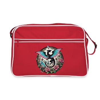 Crystalline Dragon in Rose Crystal Garden - Retro Bag - red/white - Front