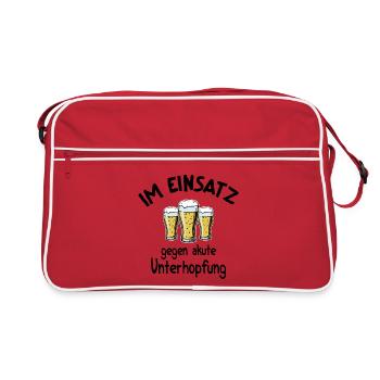 Slogan de la bière En action contre le sous-houblonnement aigu - Sac Retro - rouge/blanc - Devant