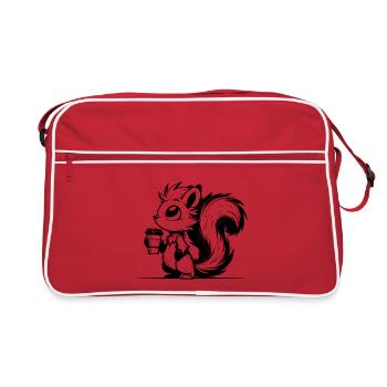 Squirrel in a caffeine rush - I'm already awake - Retro Bag - red/white - Front