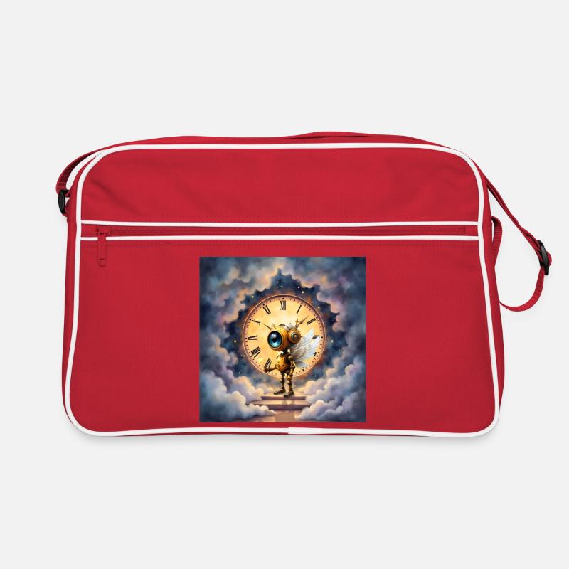 Winged Robot in Celestial Clock Retro Bag