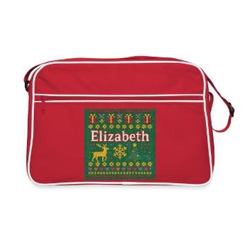 Nom festif Elizabeth Ugly Chrismas Style, Noël - Sac Retro - rouge/blanc - Devant