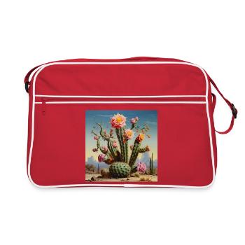 Desert cactus with rose blossom - Retro Bag - red/white - Front