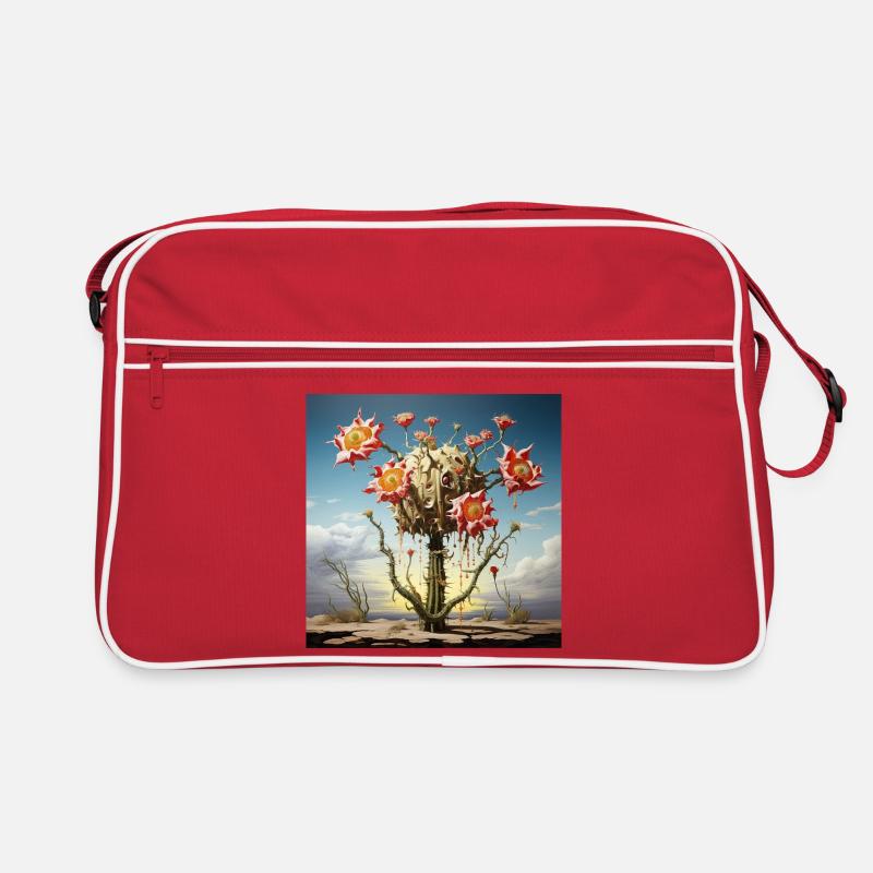 S surreal cactus with huge flowers Retro Bag
