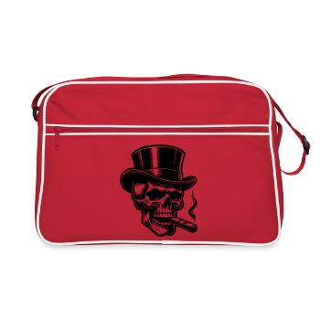 Daring Skull with Elegant Top Hat - Retro Bag - red/white - Front