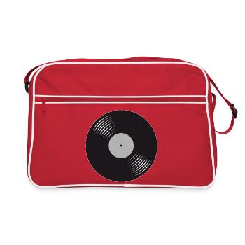 Disque vinyle noir stylisé - Sac Retro - rouge/blanc - Devant