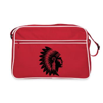 Visage de guerrier fier avec une coiffe magnifique - Sac Retro - rouge/blanc - Devant