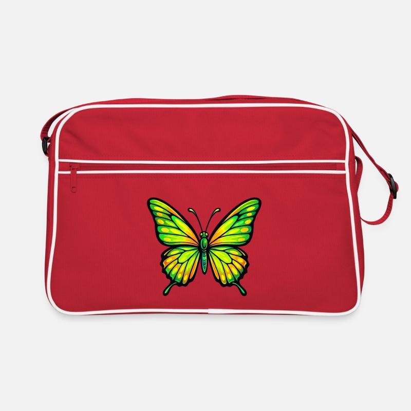 Papillon Vert Éclatant Jaune Sac Retro