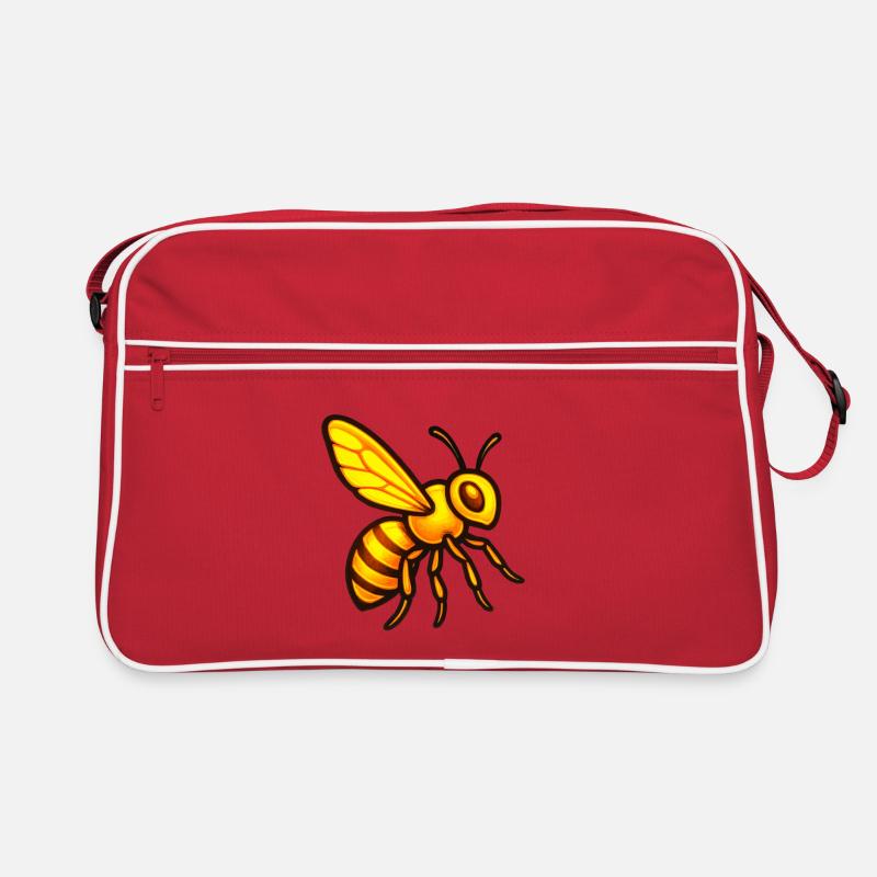 Leuchtende Honigbienen - Retro Tasche - Rot/Weiß