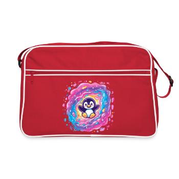 Manchot coloré dans le portail vortex - Sac Retro - rouge/blanc - Devant