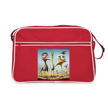 Coastal Gossip: Bizarre Bird Troop - Retro Bag - red/white - Front