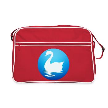 Silhouette élégante de cygne sur l’eau bleue - Sac Retro - rouge/blanc - Devant
