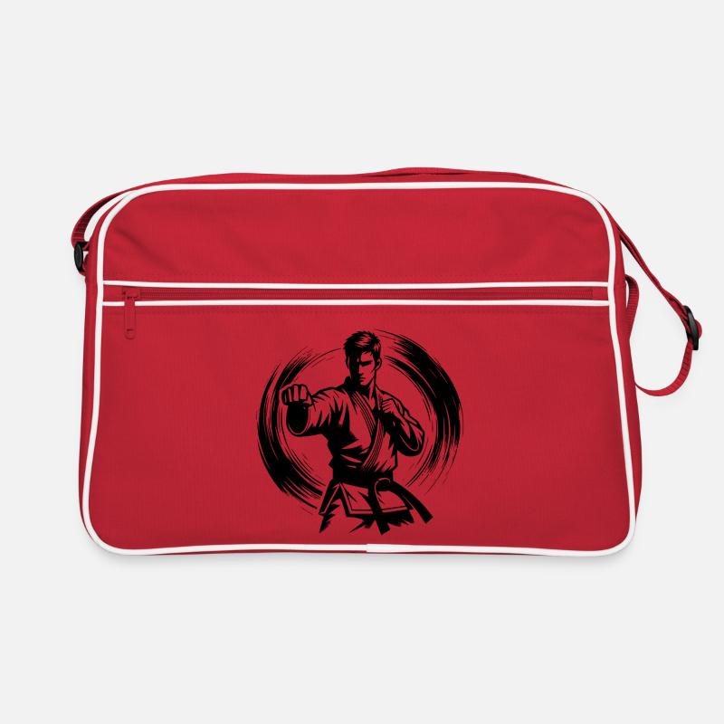 Dynamische Kampfpose Perfekte Karate Silhouette Retro Tasche