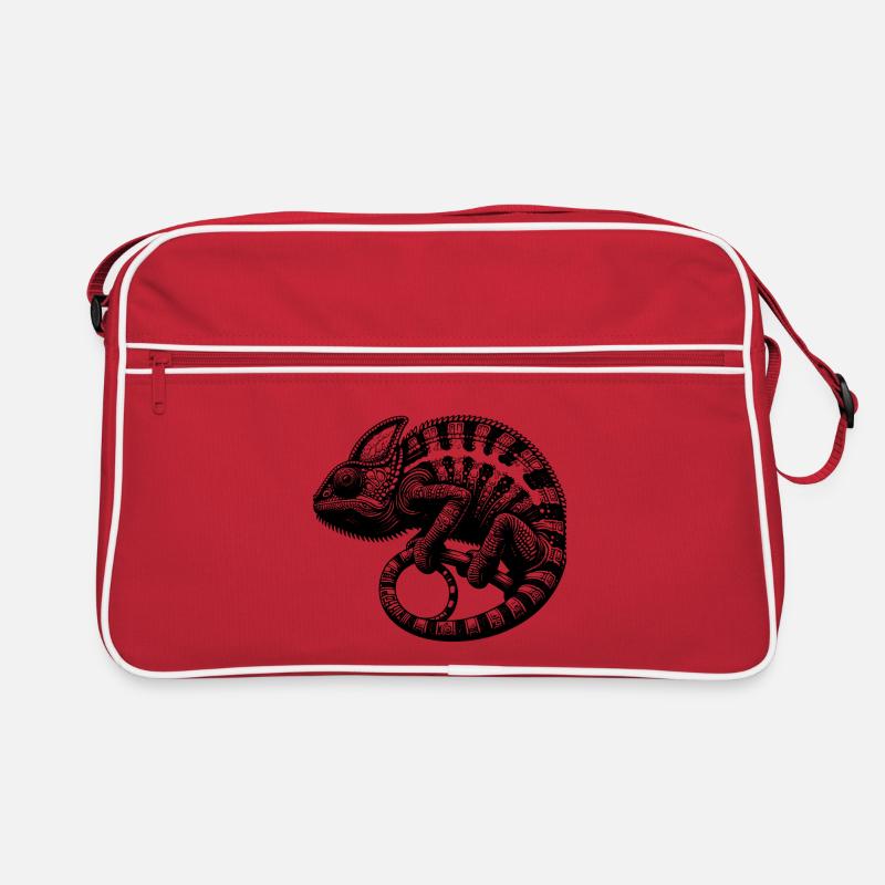 Cute chameleon in camouflage mode Retro Bag