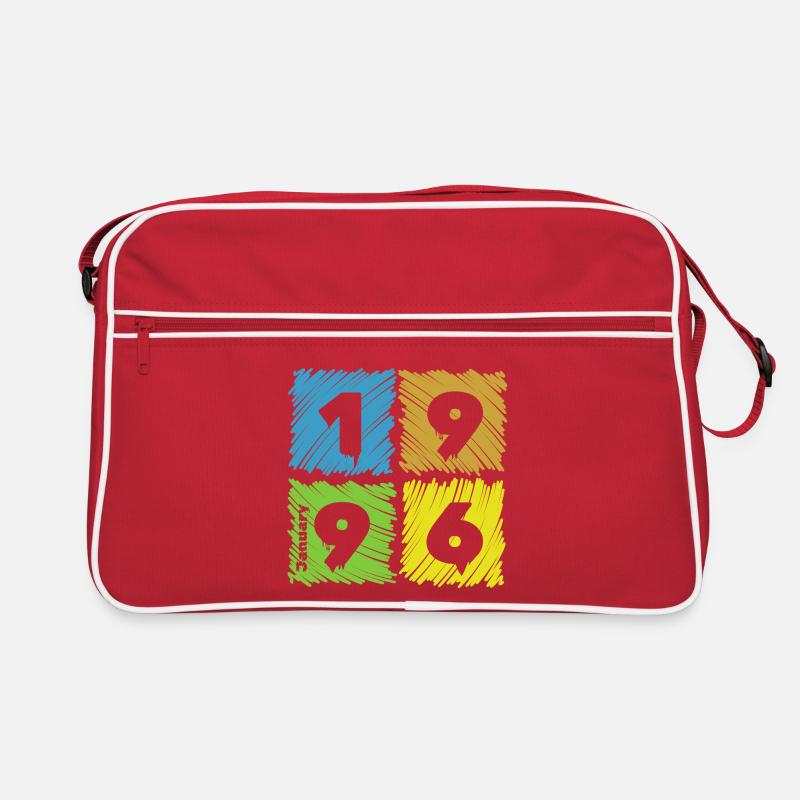 30. Geburtstag Farbige Patches since 01/1996 - Retro Tasche - Rot/Weiß
