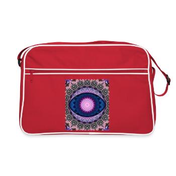 Neon Blue Pink Mandala - Retro Bag - red/white - Front