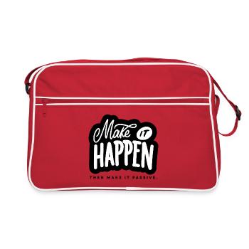Make It Happen Typo Motivationsspruch - Retro Tasche - Rot/Weiß - Vorne
