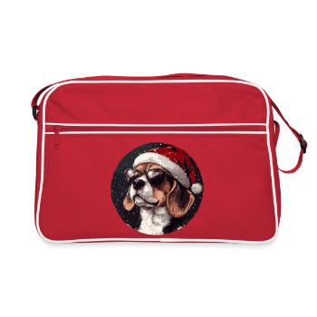 Beagle au chapeau de Noël - Sac Retro - rouge/blanc - Devant