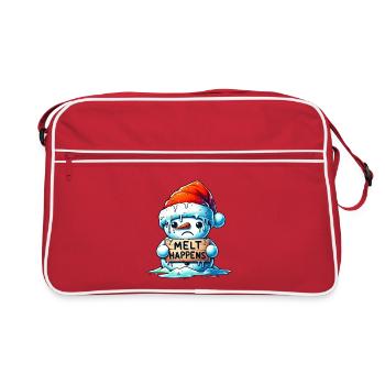 Melting snowman funny winter design - Retro Bag - red/white - Front
