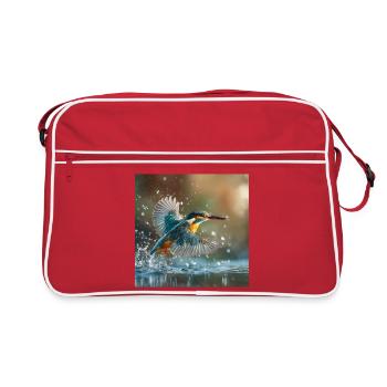 Kingfisher in flight the nimble Kingfisher moment - Retro Bag - red/white - Front