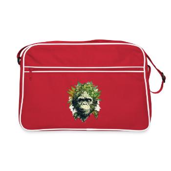 Leaf monkey portrait - natural forest motif - Retro Bag - red/white - Front