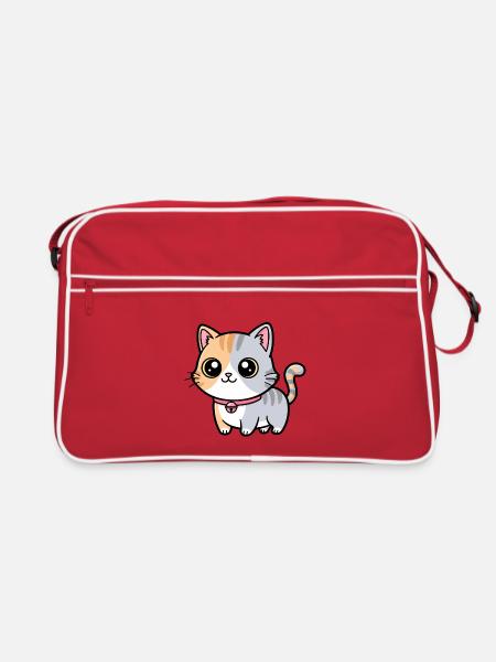 Calico Kitten Collar Charm - Retro Bag - red/white - Front