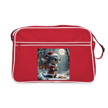 Dragon de Noël dans la forêt enneigée - Sac Retro - rouge/blanc - Devant