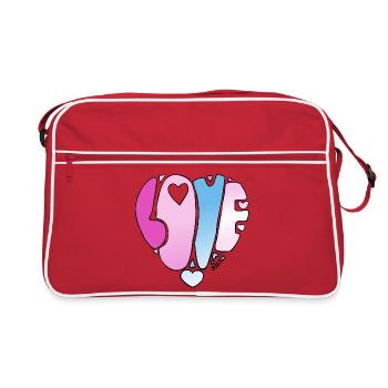 LOVE Pastel Gradient Hearts - Retro Bag - red/white - Front
