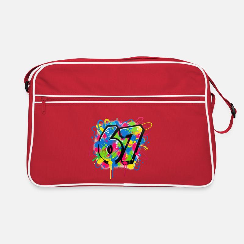 6 7 Mèmes de numéros de dessins animés – design coloré et éclaboussuré Sac Retro