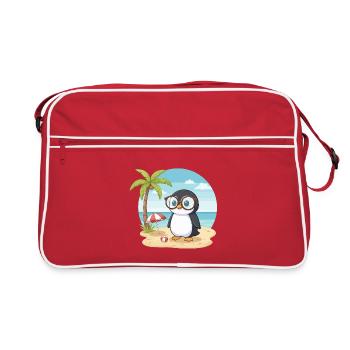 Vacances d’été de Plage du Pingouin Mignon aux Lunettes - Sac Retro - rouge/blanc - Devant