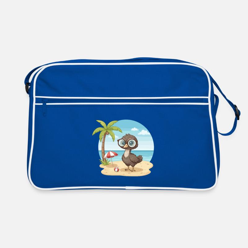 Cute Emu with Glasses Beach Summer Vacation Retro Bag