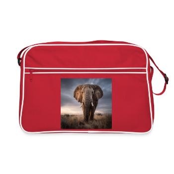 Majestic Elephant Africa Savannah Wildlife - Retro Bag - red/white - Front