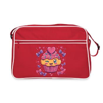 Heart Sprinkle Cupcake Charm - Retro Bag - red/white - Front