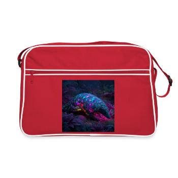 Cyberpunk Pangolin Jungle Science-Fi Art Néon - Sac Retro - rouge/blanc - Devant