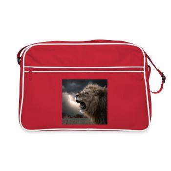 Dramatic Roaring King - Lion in the Storm - Retro Bag - red/white - Front